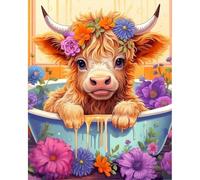 BEAYIOU Cow Diamond Painting Kits for Adults Beginners - Flower Diamond Art Kits for Adults,DIY Round Full Diamond Gem Art Suitable for Home Wall Decor Gifts(11.8x15.7in)