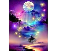 BEAYIOU Diamond Art Kits for Adults Beginners,Moon Landscape Diamond Painting Kits,5D Full Drill Diamond Dots Gem Art Kits,DIY Round Paint with Diamonds Craft for Home Wall Decor Gifts 12x16inch