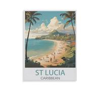 BEAYODKP 5D Diamond Painting Kits，St. Lucia Caribbean，DIY Rhinestone Embroidery Set Paint with Diamond Art by Number Kits Cross Stitch Home Wall Craft Decoration（30 x 40 cm/11.81 x 15.74 inches）-HE51