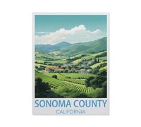 BEAYODKP 5D Diamond Painting Set for Adults and Children，California Sonoma County Vintage Travel Poster，DIY Diamond Crystal Rhinestone Embroidery Painting（50 x 60 cm/19.68 x 23.62 inches）-AI39
