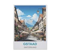 BEAYODKP Adult Paint by Numbers,Gstaad Switzerland,DIY Paint by Numbers for Adults and Kids Painting by Numbers on Canvas Art Crafts Gift for Home Wall Decorations(30x40cm) 11.8x15.7 inches-FF39