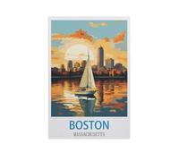 BEAYODKP Colorful DIY Paint by Number Kit for Families,Boston Massachusetts,Fun Relaxing Art Activity,Complete Set with Canvas Paints(30x40cm) 11.8x15.7 inches-GE79