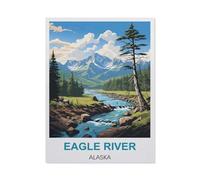 BEAYODKP Diamond Painting，Eagle River Alaska,Round Full Drill Acrylic Embroidery Cross Stitch Arts Craft Canvas Supply for Home Wall Decor Adults and Kids（40 x 50 cm/15.74 x 19.68 inches）-CC10