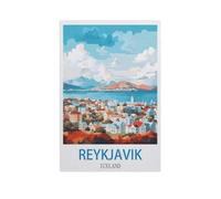 BEAYODKP Digital Painting DIY Frameless Paint by Number Kits,Reykjavik Iceland,Paint by Numbers Oil Painting Canvas Print Wall Art Home Decoration(20x30cm) 7.8x11.8 inches-GE34