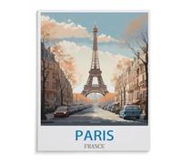 BEAYODKP Digital Painting DIY Frameless Paint by Number Kits，Vintage Travel Poster Paris France，Paint by Numbers Oil Painting Canvas Print Wall Art Home Decoration(20x30cm-D50