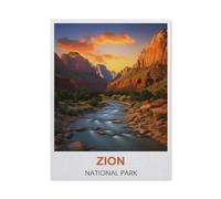 BEAYODKP Digital Painting DIY Frameless Paint by Number Kits，Zion National Park Vintage Travel Posters，Paint by Numbers Oil Painting Canvas Print Wall Art Home Decoration(50x60cm-BG93