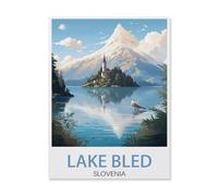 BEAYODKP DIY Oil Painting Paint by Number Kit,Lake Bled Slovenia,DIY Painting by Number Kits Oil Paint Drawing Canvas Home Decor Gift(40x50cm-Q45
