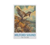 BEAYODKP DIY Oil Painting Paint by Number Kit,Milford Sound New Zealand,DIY Painting by Number Kits Oil Paint Drawing Canvas Home Decor Gift(30x40cm) 11.8x15.7 inches-GA19