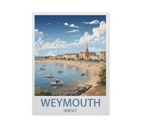 BEAYODKP DIY Oil Painting Paint by Number Kit,Weymouth Dorset Vintage Travel Posters,DIY Painting by Number Kits Oil Paint Drawing Canvas Home Decor Gift(20x30cm-CG48