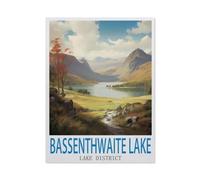 BEAYODKP DIY Paint by Numbers for Adults Canvas，Bassenthwaite Lake Lake District,DIY Oil Painting, Pictures Drawing Paintwork with Paintbrushes Decoration Gift(30x40cm) 11.8x15.7 inches-DC10