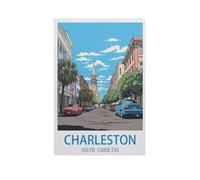 BEAYODKP DIY Paint by Numbers for Adults Canvas,Charleston South Carolina,DIY Oil Painting, Pictures Drawing Paintwork with Paintbrushes Decoration Gift(30x40cm) 11.8x15.7 inches-GD71
