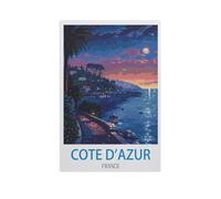 BEAYODKP DIY Paint by Numbers for Adults Canvas,Cote D'azur France,DIY Oil Painting, Pictures Drawing Paintwork with Paintbrushes Decoration Gift(50x60cm) 19.6x23.6 inches-FY11