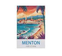 BEAYODKP DIY Paint by Numbers for Adults Canvas，Menton Cote D'azur，DIY Oil Painting, Pictures Drawing Paintwork with Paintbrushes Decoration Gift(40x50cm) 15.7x19.6 inches-GA51