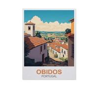BEAYODKP DIY Paint by Numbers for Adults Canvas,Obidos Portugal,DIY Oil Painting, Pictures Drawing Paintwork with Paintbrushes Decoration Gift(20x30cm-FA1