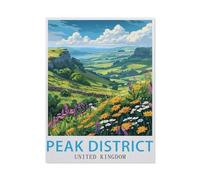 BEAYODKP DIY Paint by Numbers for Adults Canvas，Peak District United Kingdom，DIY Oil Painting, Pictures Drawing Paintwork with Paintbrushes Decoration Gift(40x50cm-AZ70