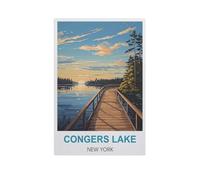 BEAYODKP DIY Paint by Numbers for Adults,Congers Lake New York,Canvas Oil Acrylic Painting Kit(20x30cm) 7.8x11.8 inches-GF47