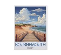 BEAYODKP Easy Paint by Numbers for Adults Beginners，Bournemouth Dorset Vintage Travel Posters，Paint by Number Kit On Canvas for Adults New Painters's Gift DIY Gifts(40x50cm-CF52