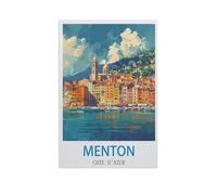 BEAYODKP Easy Paint by Numbers for Adults Beginners，Menton Cote D'azur，Paint by Number Kit On Canvas for Adults New Painters's Gift DIY Gifts(30x40cm) 11.8x15.7 inches-GB13