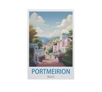 BEAYODKP Easy Paint by Numbers for Adults Beginners,Portmeirion Wales,Paint by Number Kit On Canvas for Adults New Painters's Gift DIY Gifts(20x30cm) 7.8x11.8 inches-GE93