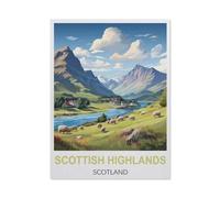 BEAYODKP Easy Paint by Numbers for Adults Beginners，Scottish Highlands Scotland Vintage Travel Posters，Paint by Number Kit On Canvas for Adults New Painters's Gift DIY Gifts(30x40cm-BG92