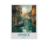 BEAYODKP Easy Paint by Numbers for Adults Beginners，Venice Italy Vintage Travel Poster，Paint by Number Kit On Canvas for Adults New Painters's Gift DIY Gifts(40x50cm-CG32