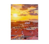 BEAYODKP Full Diamond 5D DIY Diamond Painting，A Sunset Over Alghero City, Sardinia，3D Diamond Embroidery Cross Stitch Mosaic Needle Works（50 x 60 cm/19.68 x 23.62 inches）-J15