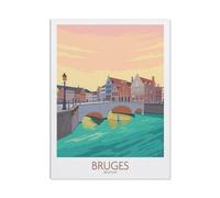 BEAYODKP Full Diamond 5D DIY Diamond Painting，Bruges Vintage Travel Poster，3D Diamond Embroidery Cross Stitch Mosaic Needle Works（50 x 60 cm/19.68 x 23.62 inches）-BJ40