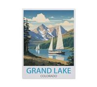 BEAYODKP Full Diamond 5D DIY Diamond Painting，Grand Lake Colorado Vintage Travel Poster，3D Diamond Embroidery Cross Stitch Mosaic Needle Works（40 x 50 cm/15.74 x 19.68 inches）-AL9