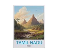 BEAYODKP Full Diamond 5D DIY Diamond Painting，Tamil Nadu India Vintage Travel Poster，3D Diamond Embroidery Cross Stitch Mosaic Needle Works（30 x 40 cm/11.81 x 15.74 inches）-AW6