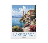 BEAYODKP Lake Garda Italy，Coast，Paint by Number DIY Oil Painting Paint by Numbers Kits for Adults Beginner Canvas Acrylic Arts Craft for Home Wall Decor Drawing(40x50cm-O58
