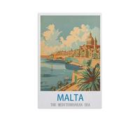 BEAYODKP Malta The Mediterranean Sea，Beginner-Friendly Paint-by-Number Kit,Easy Introduction to Art(20x30cm) 7.8x11.8 inches-GB61