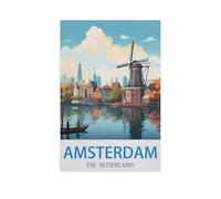 BEAYODKP Paint by Number for Adults on Canvas，Amsterdam The Netherlands，Beginner to Advanced Number Painting Kit-Kits Include Acrylic Paints,Brushes(40x50cm) 15.7x19.6 inches-GD56