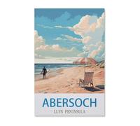 BEAYODKP Paint by Numbers for Adults, Abersoch Llyn Peninsula Surf Vintage Travel Poster, Canvas Adults' Paint by Number Kit (20x30cm-E31)