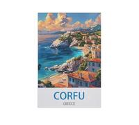 BEAYODKP Paint by Numbers for Adults Beginner,Corfu Greece,DIY Oil Painting Kit on Canvas with Paintbrushes and Acrylic Pigment, Arts Craft for Home Wall Decor(30x40cm) 11.8x15.7 inches-GF20