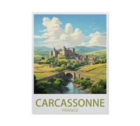 BEAYODKP Paint by Numbers for Adults,Carcassonne France Vintage Travel Poster,Canvas Adults' Paint by Number Kits on Canvas DIY Oil Painting by Numbers for Adults(20x30cm-AN92