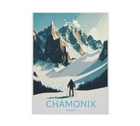 BEAYODKP Paint by Numbers for Adults,Chamonix France Vintage Travel Poster Mountains,DIY Oil Painting Paint by Number Kits Linen Canvas Wall Art House Decor(20x30cm)-AG94
