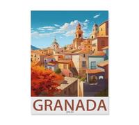 BEAYODKP Paint by Numbers for Adults, Granada in Spain, Old Town, Realistic Landscape on Canvas, DIY Oil Painting Kit (50x60cm-R93)
