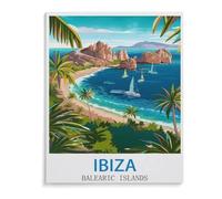 BEAYODKP Paint by Numbers for Adults,Ibiza Vintage Poster Balearic Islands,Canvas Adults' Paint by Number Kits on Canvas DIY Oil Painting by Numbers for Adults(30x40cm)-B71