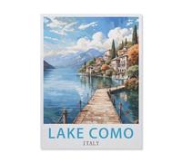 BEAYODKP Paint by Numbers for Adults，Italy Lake Como，DIY Oil Painting Paint by Number Kits Linen Canvas Wall Art House Decor(50x60cm) 19.6x23.6 inches-DQ97