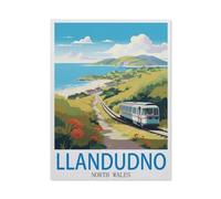 BEAYODKP Paint by Numbers for Adults，Llandudno North Wales Vintage Travel Posters，DIY Oil Painting Paint by Number Kits Linen Canvas Wall Art House Decor(40x50cm) 15.7x19.6 inches-DC17