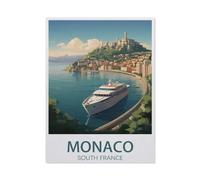 BEAYODKP Paint by Numbers for Adults，Monaco South of France, Vintage Travel Poster, Coast，DIY Oil Painting Paint by Number Kits Linen Canvas Wall Art House Decor(50x60cm-AN35