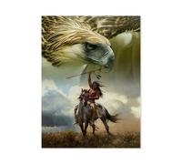 BEAYODKP Paint by Numbers for Adults，Native American and Eagle，DIY Oil Painting Paint by Number Kits Linen Canvas Wall Art House Decor(30x40cm) 11.8x15.7 inches-G74