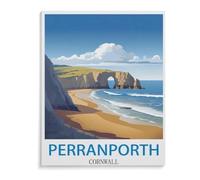 BEAYODKP Paint by Numbers for Adults, Perranporth - Cornwall Vintage Travel Posters, DIY Oil Painting Kit, Linen Canvas Wall Art, House Decor (30x40cm) - C94