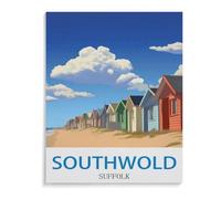 BEAYODKP Paint by Numbers for Adults,Southwold Suffolk Vintage Travel Poster,Canvas Adults' Paint by Number Kits on Canvas DIY Oil Painting by Numbers for Adults(20x30cm-L33