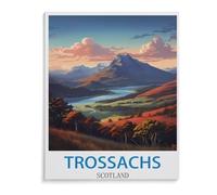 BEAYODKP Paint by Numbers for Adults, Trossachs Vintage Travel Poster Scotland, Canvas Adults' Paint by Number Kit (40x50cm-C91)