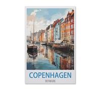 BEAYODKP Paint by Numbers for Adults, Vintage Travel Poster Copenhagen Denmark, DIY Digital Painting for Beginners, Wall Decor Drawing Gift (30x40cm) - G68