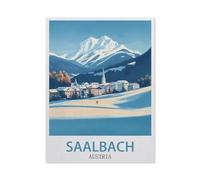 BEAYODKP Paint by Numbers,Saalbach Austria Vintage Travel Posters Ski,for Adults and Kids DIY Oil Painting Gift Kits Pre-Printed Canvas Art Home Decoration(40x50cm-FB65