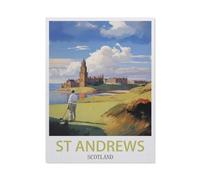 BEAYODKP Paint by Numbers，St Andrews Scotland Vintage Travel Posters Golf，Landscape Kit for Adults Beginner DIY Oil Painting(40x50cm) 15.7x19.6 inches-DF65