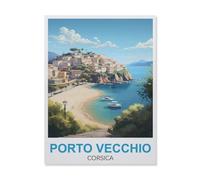 BEAYODKP Porto-Vecchio Travel Poster Corsica，Beginner-Friendly Paint-by-Number Kit,Easy Introduction to Art(40x50cm) 15.7x19.6 inches-GM21
