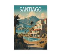BEAYODKP Santiago Chile Vintage Travel Poster，Diamond Painting Kits for Adults - 5D Diamond Painting Kit Full Drill, Diamond Art Kits for Home Wall Decor（30 x 40 cm/11.81 x 15.74 inches）-AV72